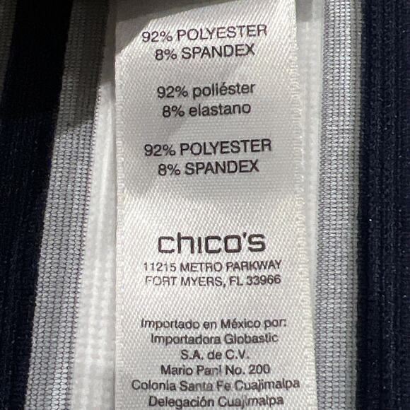 CHICO'S 1 chicos size medium Easywear Navy SHEER MESH STRIPE ZIP UP JACKET - Picture 8 of 10